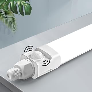 LED Feuchtraumleuchte 150cm mit IR Bewegungsmelder, 45W 4000K LED Garagenlampe Kellerlampe Wannenleuchte mit Bewegungssensor, IP65 Wasserfest Deckenleuchte für Für Innen- und Außen