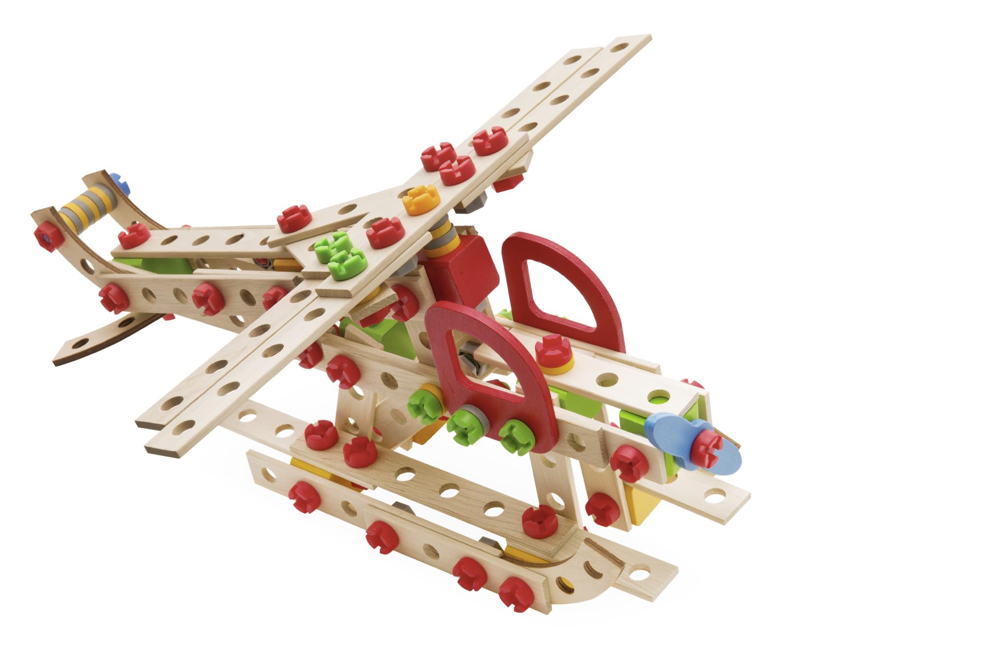 Eichhorn-100039098 Constructor Helicóptero – Juguete de Madera versátil, 225 Piezas, 5 construcciones carbón (100039098)