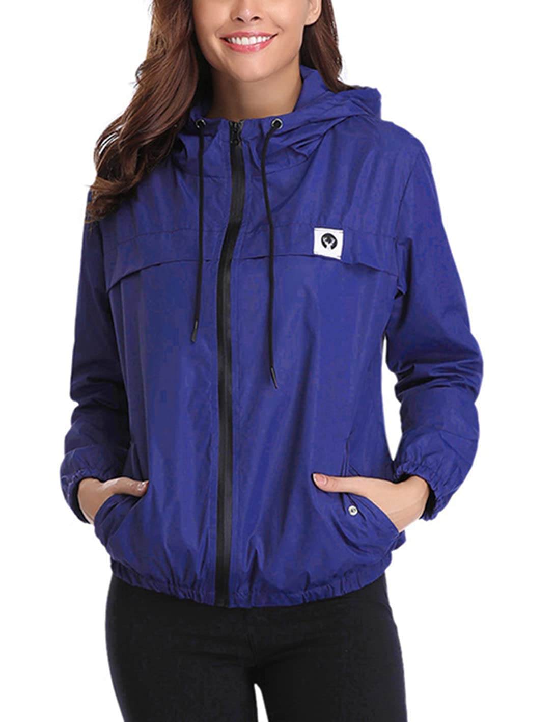 Signore impermeabile giacca a vento leggero traspirante Zipper Softshell Jacket Giacche pioggia sottile giacca con cappuccio all'aperto