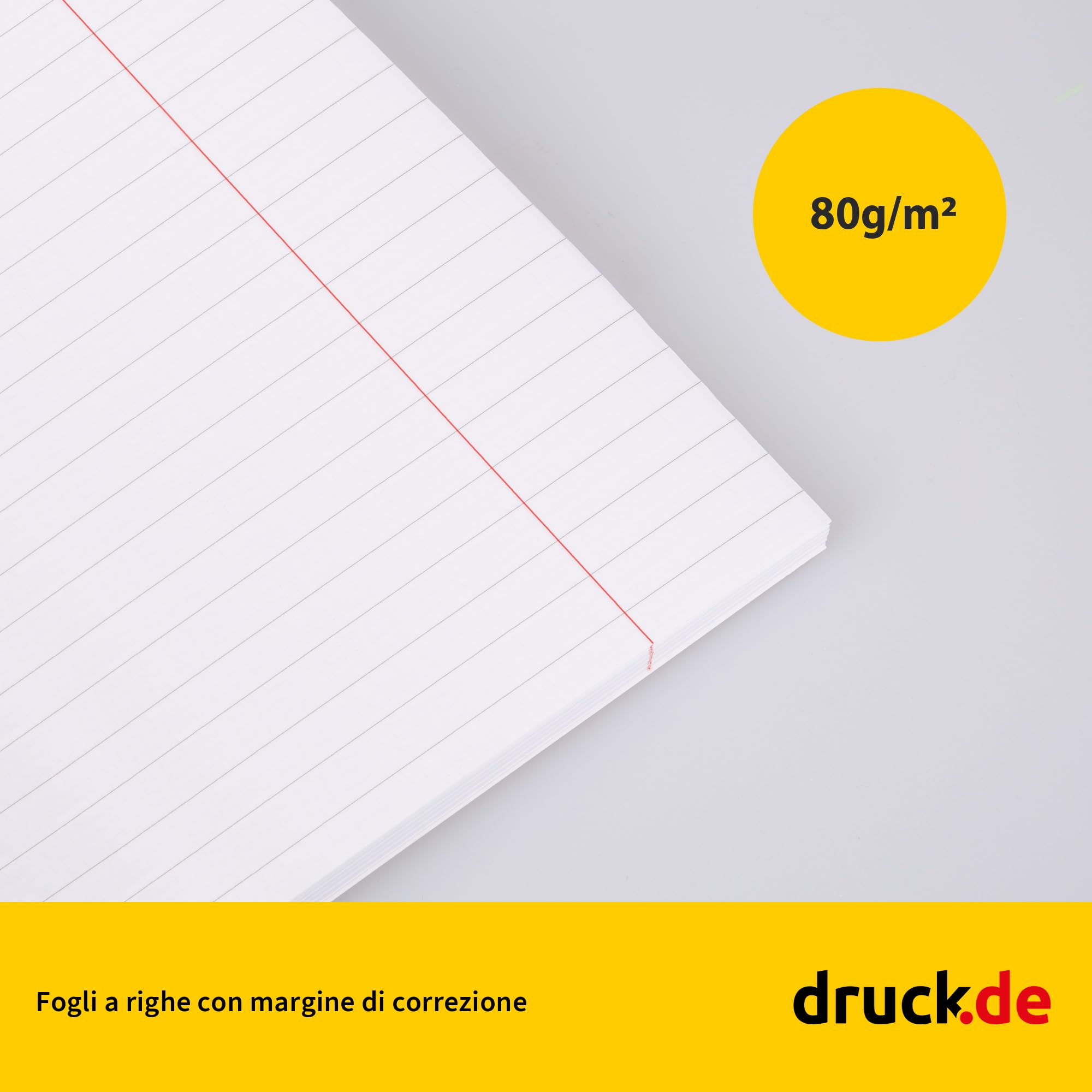 Duo - Blocco universitario misto, 20 pezzi, formato DIN A4, 40/40, a quadretti, 80 g, carta volumizzante, forata e perforata, rilegatura a spirale bianca, con bordo di correzione, blocco note (20