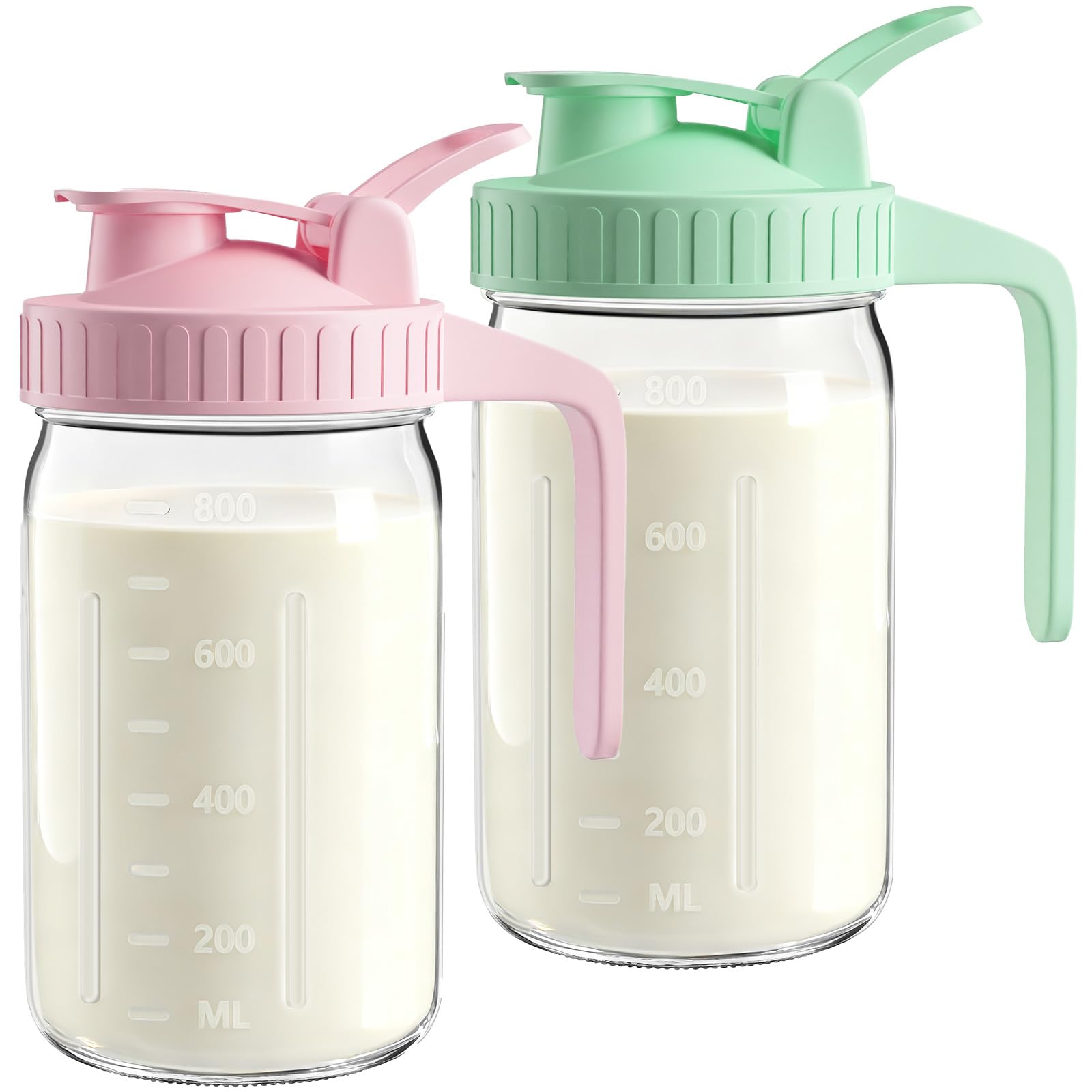 Photo 1 of 2-Pack 32oz Breast Milk Pitcher with Lid – Airtight & Leak-Proof Storage for Breastmilk, Formula, and Milk, Flip Cap with Pour Spout, Wide Mouth for Easy Filling and Cleaning