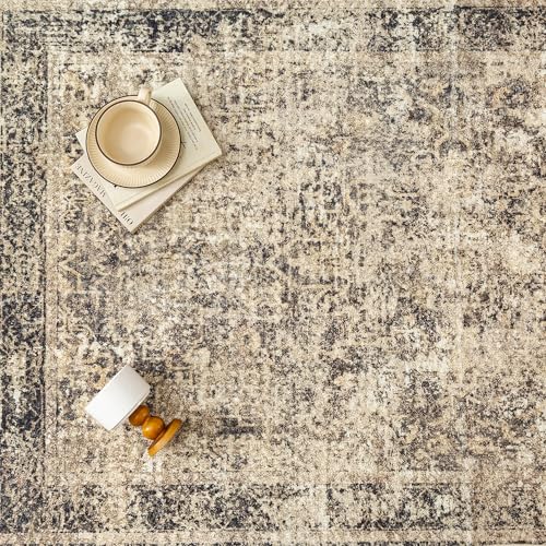 2x6 Runner Rug Washable Vintage Neutral Indoor Hallway Carpet Non Slip Brown Bedroom Low Pile Kitchen Distressed Long Retro Accent Throw Rug for Bathroom Dining Laundry Living Room