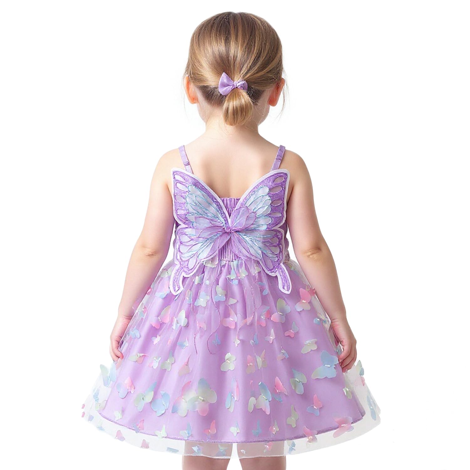 NNJXD Robe en tulle arc-en-ciel pour bébé fille - Fée papillon - Pour fête d'anniversaire