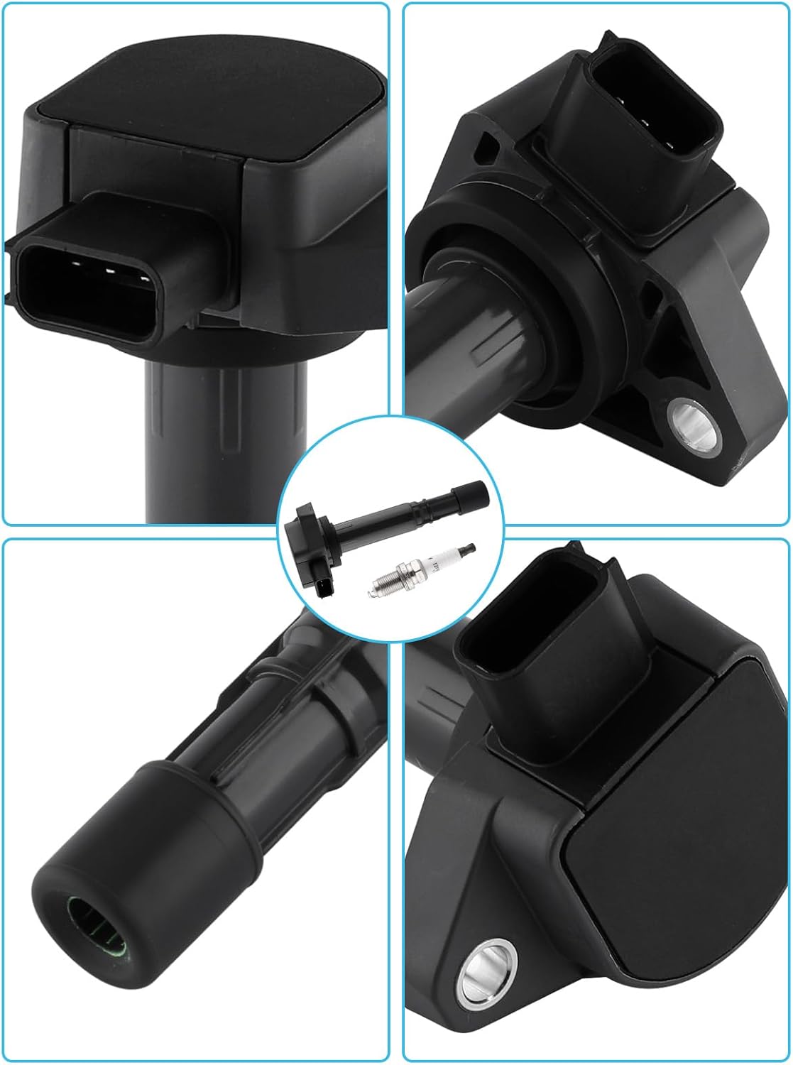 Set Of 6 UF400 Ignition Coil Pack & Iridium Spark Plugs (3.5L 3.7L) 1999-2011 For Acura CL EL MDX RL TL, For Honda Civic Pilot Odyssey Ridgeline, For Saturn Vue, Replace # 5C1013