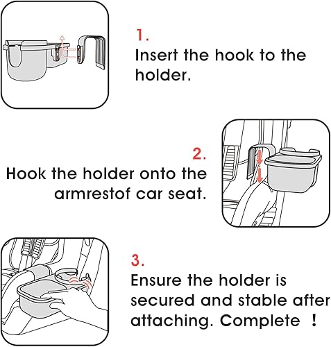 Miniatura 6 de SnackPod - Soporte para tazas y aperitivos para asientos de automóvil convertibles y cochecitos, sin BPA, color gris