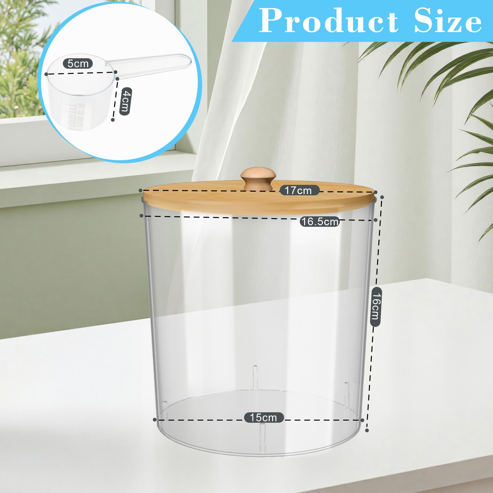 Confezione da 2 contenitori per detersivo per bucato con cucchiaio ed etichetta, contenitore per detersivo per bucato di grande capacità da 4 litri con coperchio in bambù