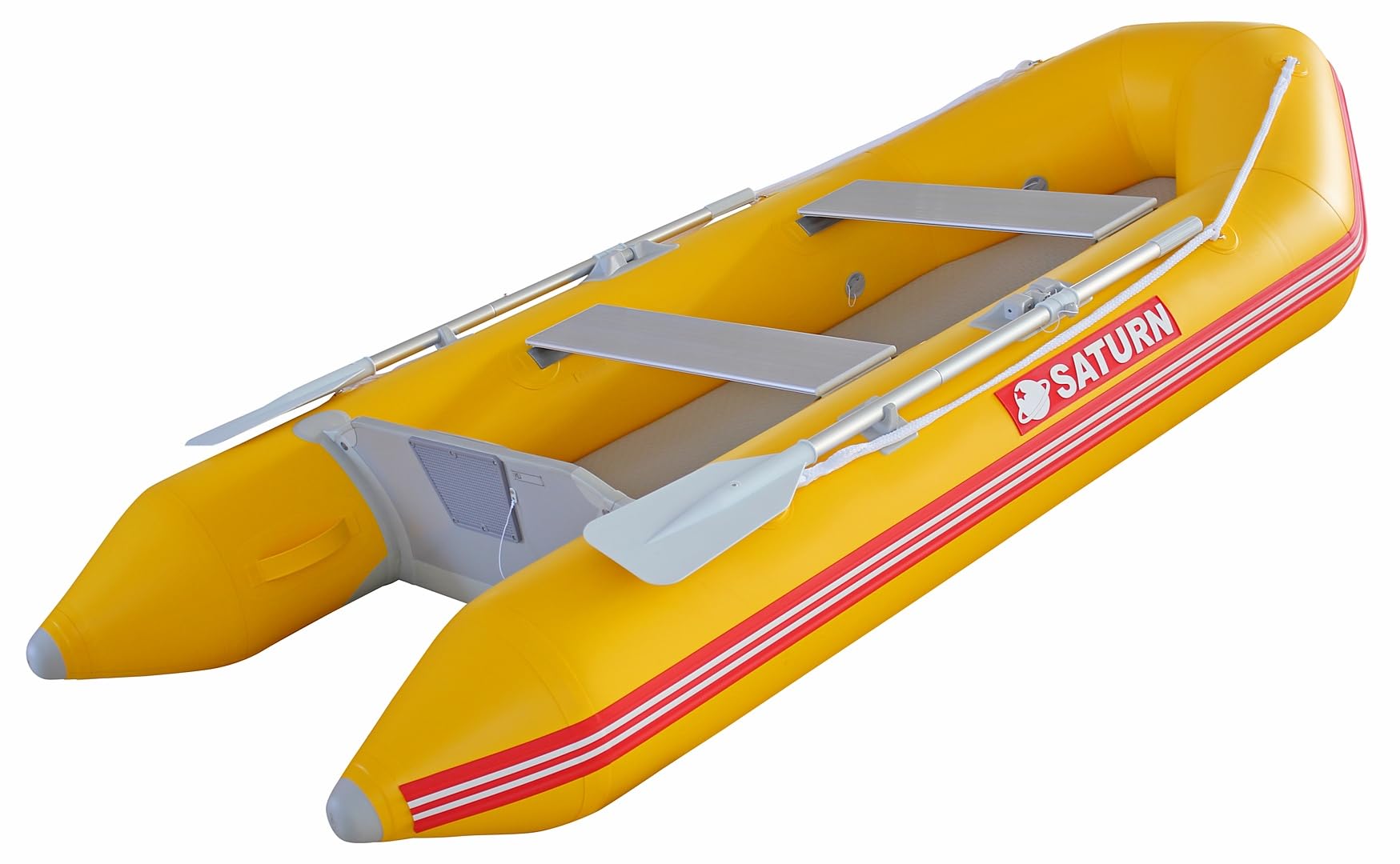 9.6' Saturn CB290 Budget Inflatable Boat. Yellow Color. Inflatable Motor Boat for Pleasure or Fishing. Inflatable Raft. Tender for Yacht. Portable Inflatable Motor Boat.