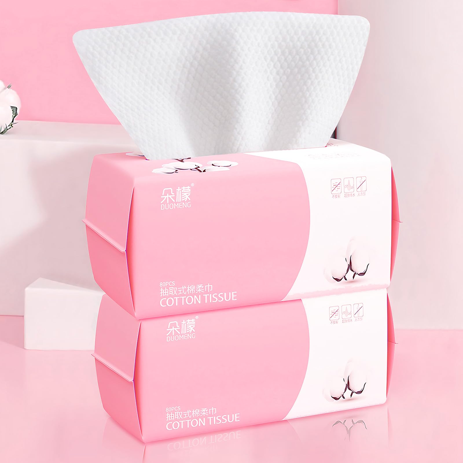 Disposable Face Towel 100 Count for Washing Soft Cotton Dry Wipes Facial Cloths Towelettes for Washing and Drying Facial Tissue for Cleansing Skincare and Makeup Remover(2 Pack)