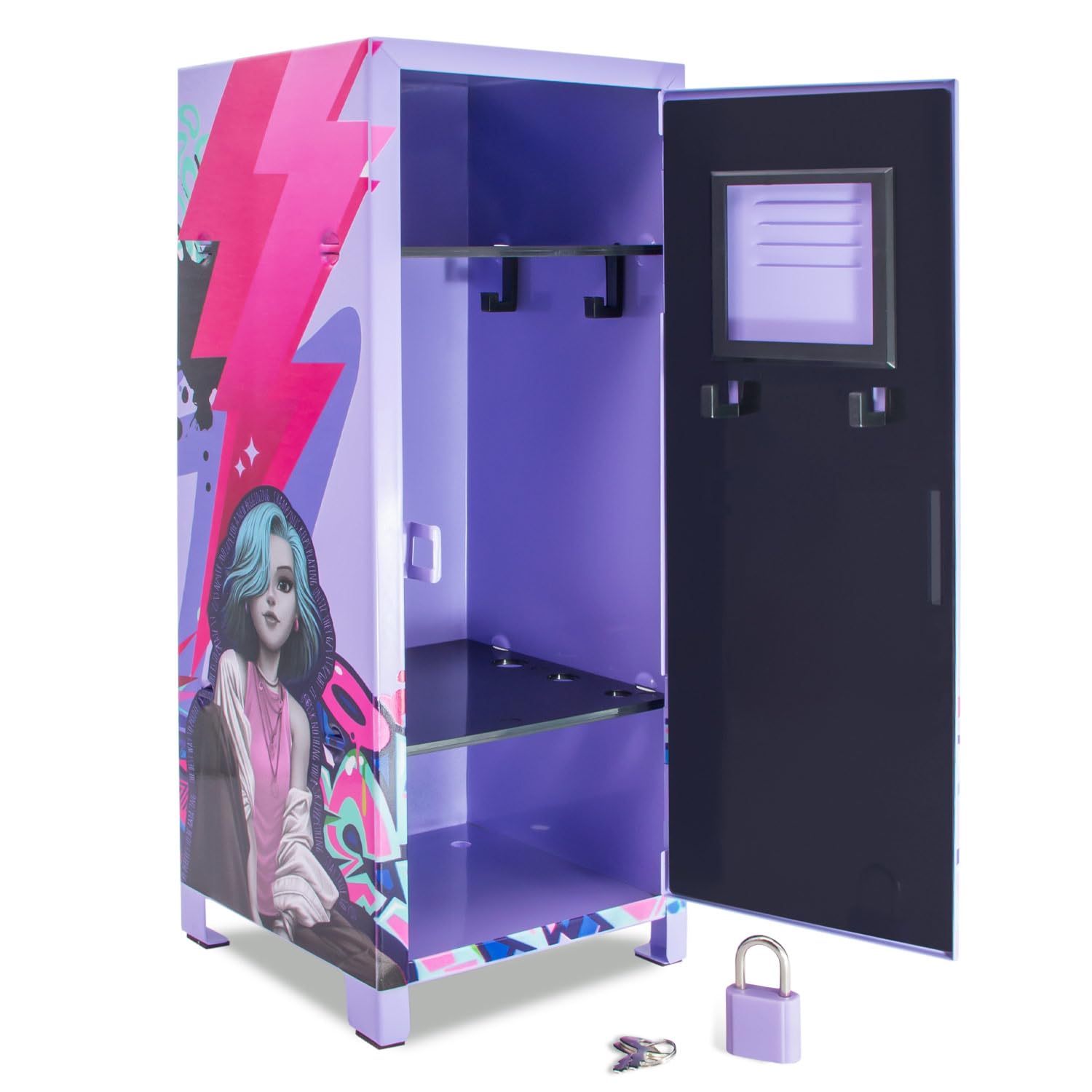 WOW GENERATION - Taquilla Metálica Infantil con Imanes y Stickers Decorativos, Organizador de Escritorio y Juguete Creativo para Niñas