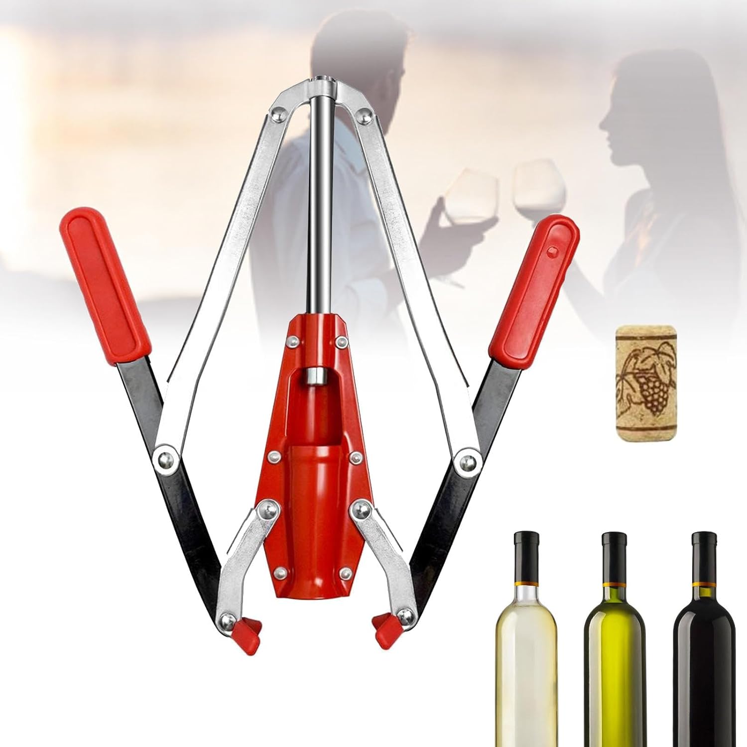 Wine Bottle Double Lever Hand Corker, Manual Wine Bottle Sealing Machine, for Standard Wine, Belgian Beer, and Synthetic Plastic Corks, for Home Brewing