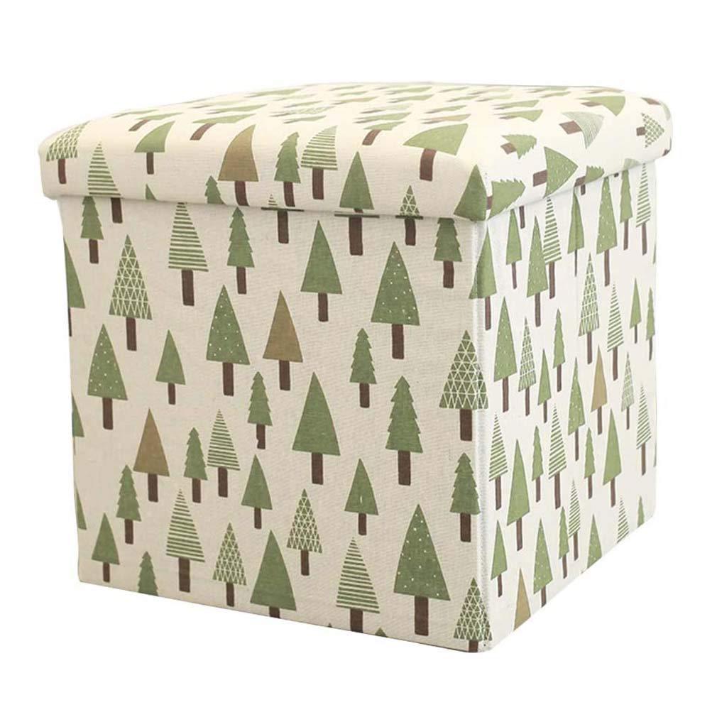 Repose-pieds cube avec rangement en tissu lin, petit pouf coffre pliable et portable