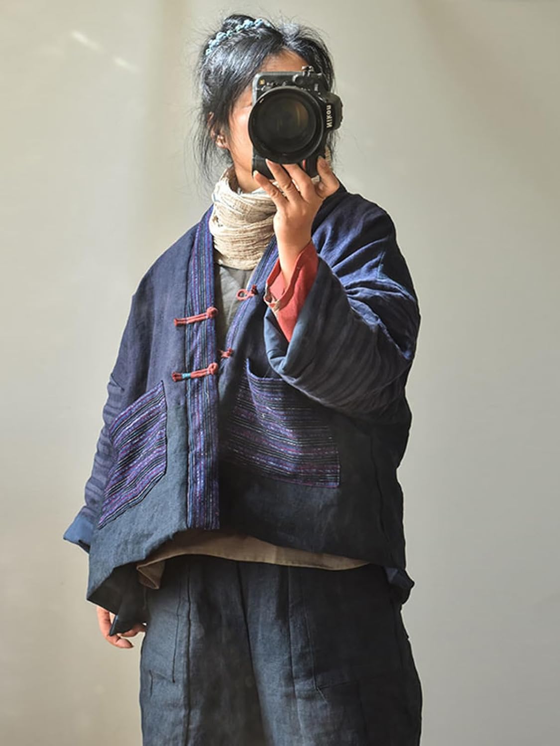 Women's Cropped Puffer Jacket Lightweight Open Front Quilted Coat, Boho Vintage Padded Outerwear for Fall Winter - Image 7