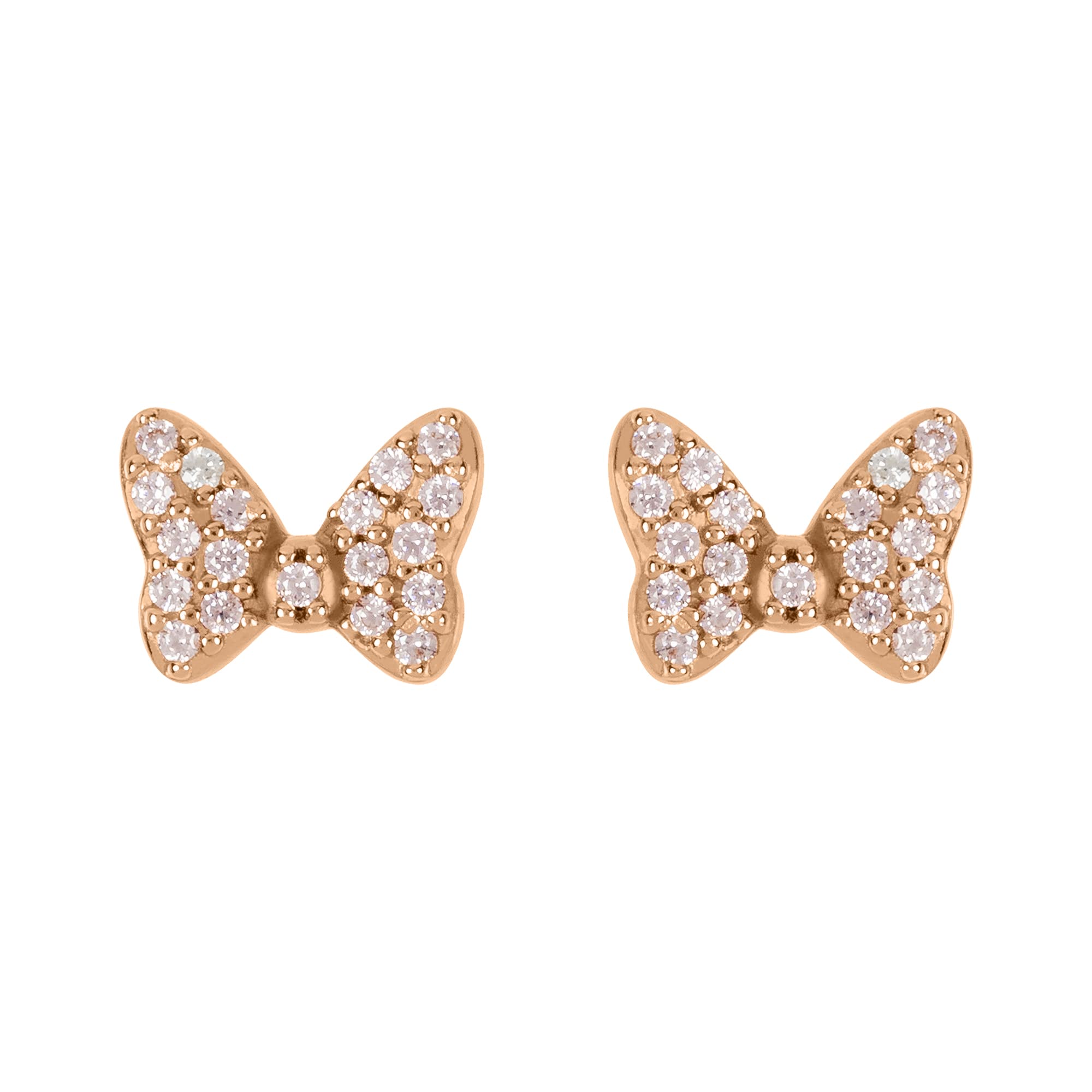 Disney Minnie Mouse Rose gold plated Sterling Silver CZ Stone set Bow Stud Earrings E905943FZPL.PH