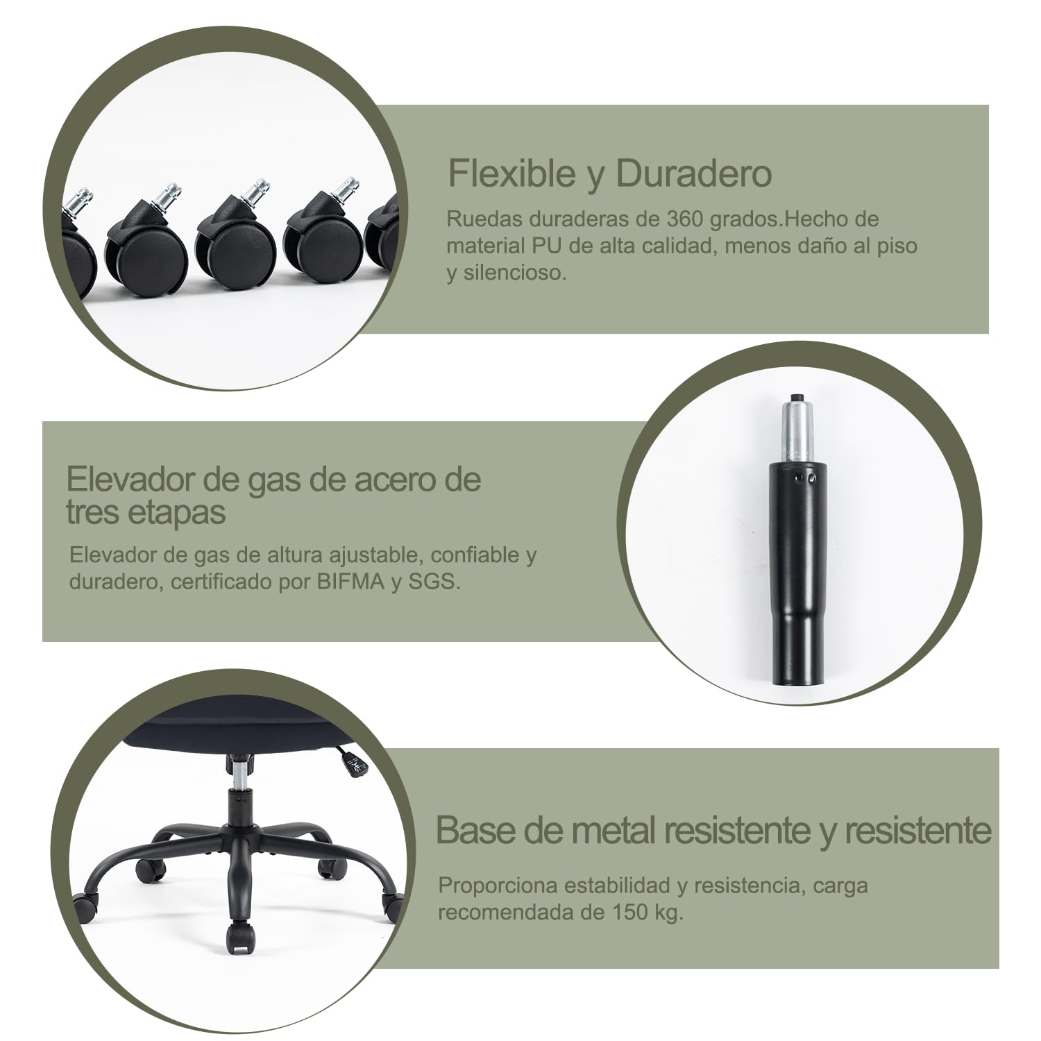 CASTLOVE Silla de oficina ergonómica, silla de escritorio con respaldo, reposabrazos plegable, respaldo alto, altura ajustable, función basculante (silla de oficina, tela, negro, máx. 150 kg)
