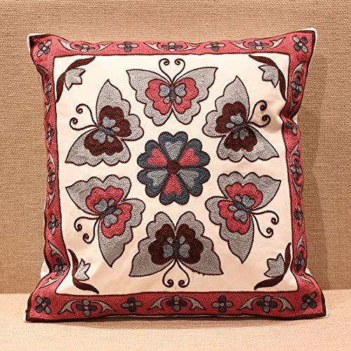 Housses de coussin brodées fleurs multicolores pour déco canapé bohème