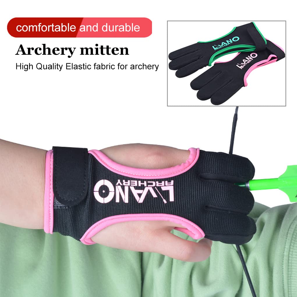 Tiro con l'arco Finger Guard Guanto portatile a tre dita Comodo tiro con l'arco Feild Guanti da tiro leggeri per giovani adulti principianti rosa S