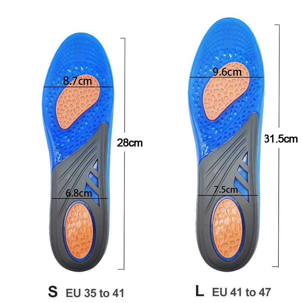Gel Sottopiede in Silicone in Silicone Ortopedico di Massaggio Scarpe Inserti Sportivi ammortizzatori Scarpe Pad per Gli Uomini Scarpe da Donna Scarpe Sottopiede(S EU 35 to 41)