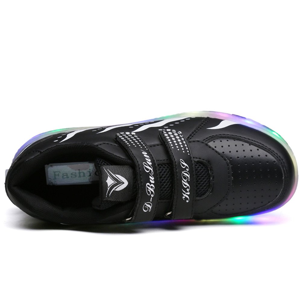 USB Aufladen 7 Farbwechsel LED Blinkend Schuhe Mit Doppelt Rollen Automatisch Räder Rochen Skateboardschuhe Outdoor Fitnessschuhe Gymnastik Laufschuhe Sneakers für Jungen Mädchen Geschenk