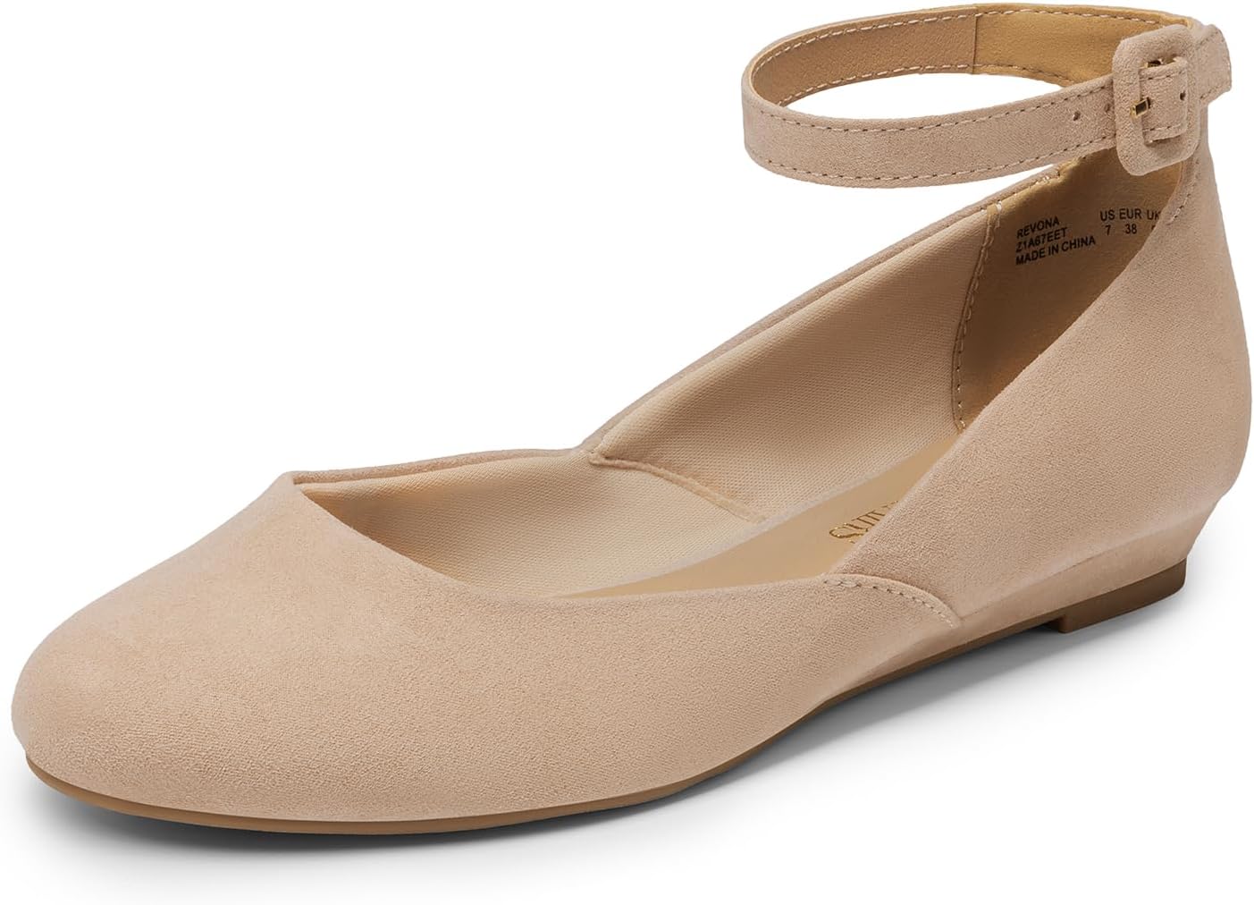 DREAM PAIRS Women's Dress Flats Ballet Low Wedge Round Toe Ankle Strap Comfortable Casual Flats Shoes