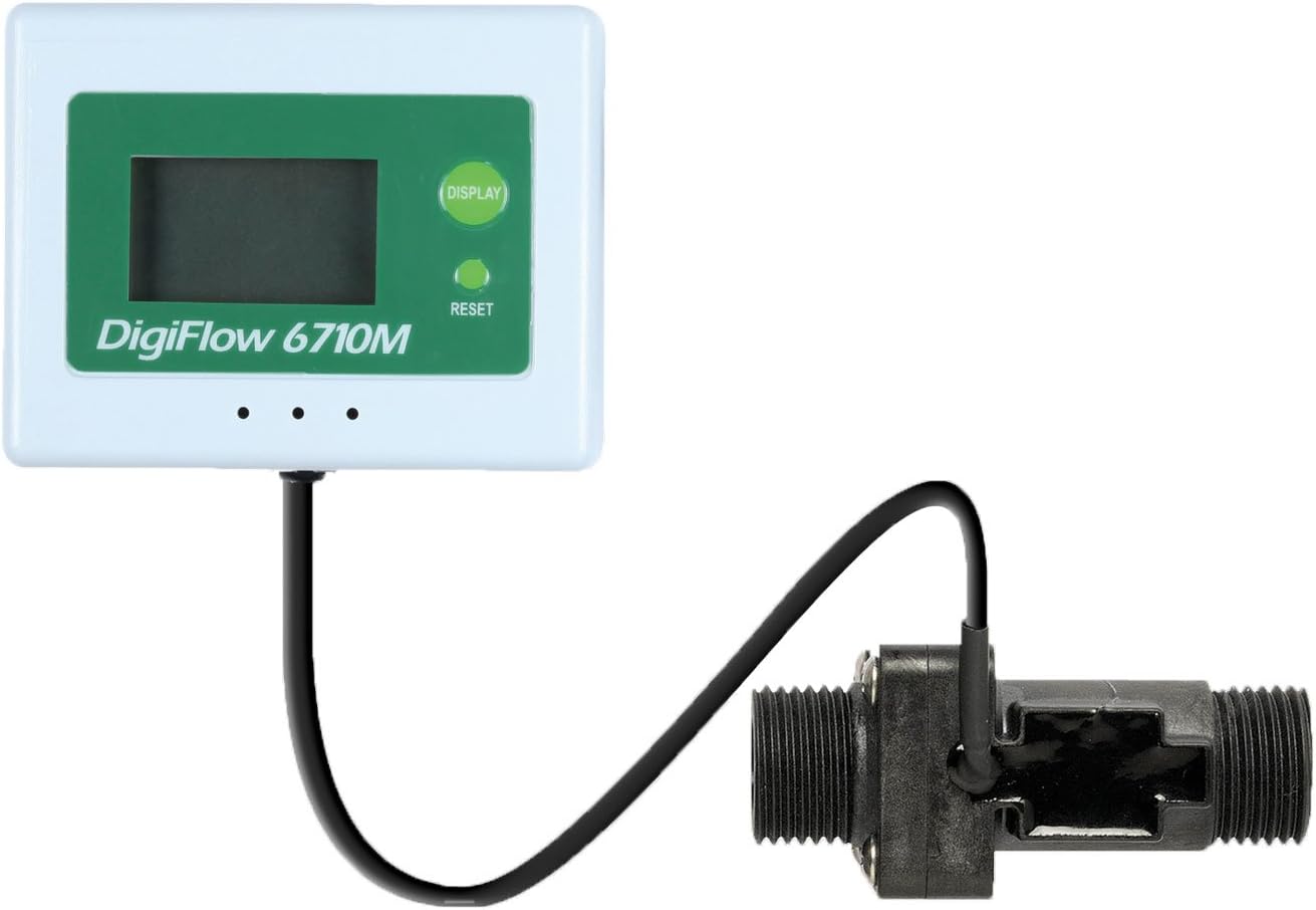 VYAIR 1.5 to 25.0 litres/minute DigiFlow 6710M-44 Digital Micro Flow Totalizer (Count Up) and Flow Rate Meter with 1/2" BSP Connections