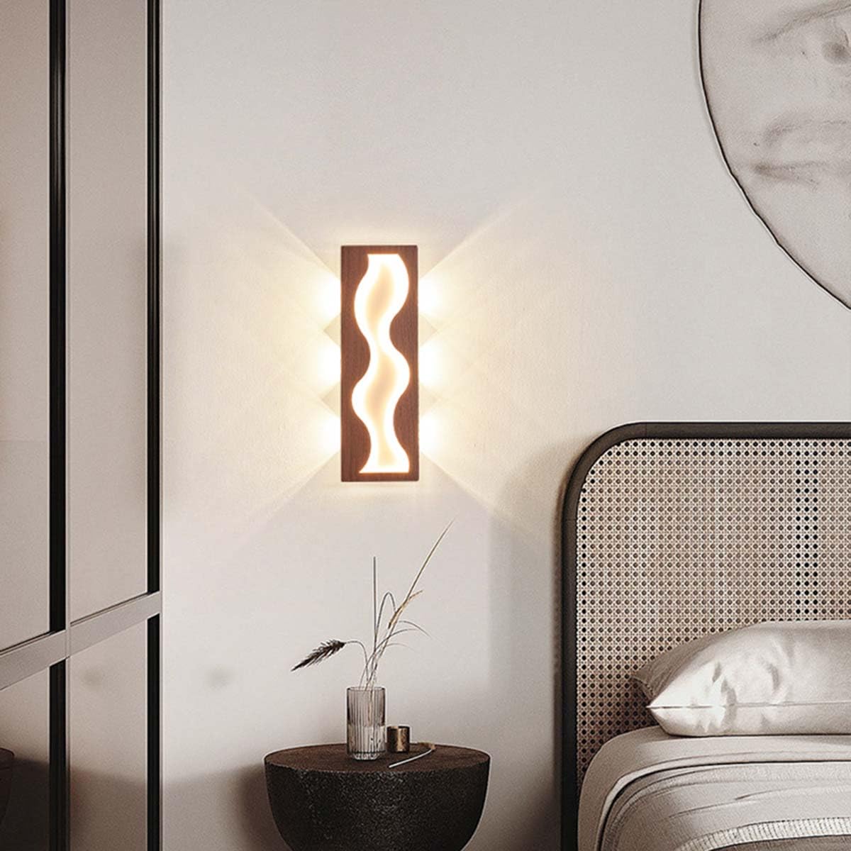 AoLa 26W LED Wandleuchte Innen Lange Wandlampe Modern Holzoptik 3 Farbtemperaturen 3000K/4000K/6000K mit Acryl Lampenschirm Wandbeleuchtung Deko Lampe für Schlafzimmer Wohnzimmer Flur
