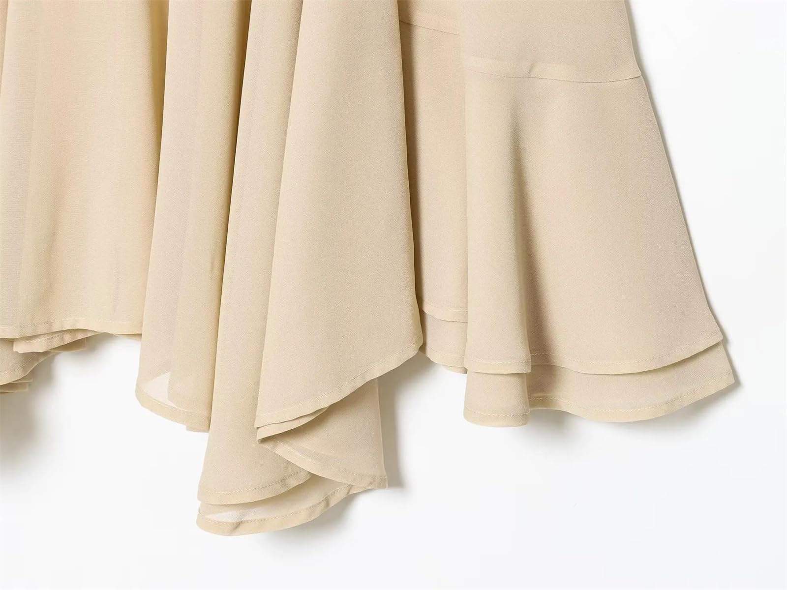 Genérico Camisa asimétrica para Mujer, Plisada, con Cuello Alto, Holgada, de Manga Larga, Estilo murciélago, Elegante, Informal, Color Beige Mediano.
