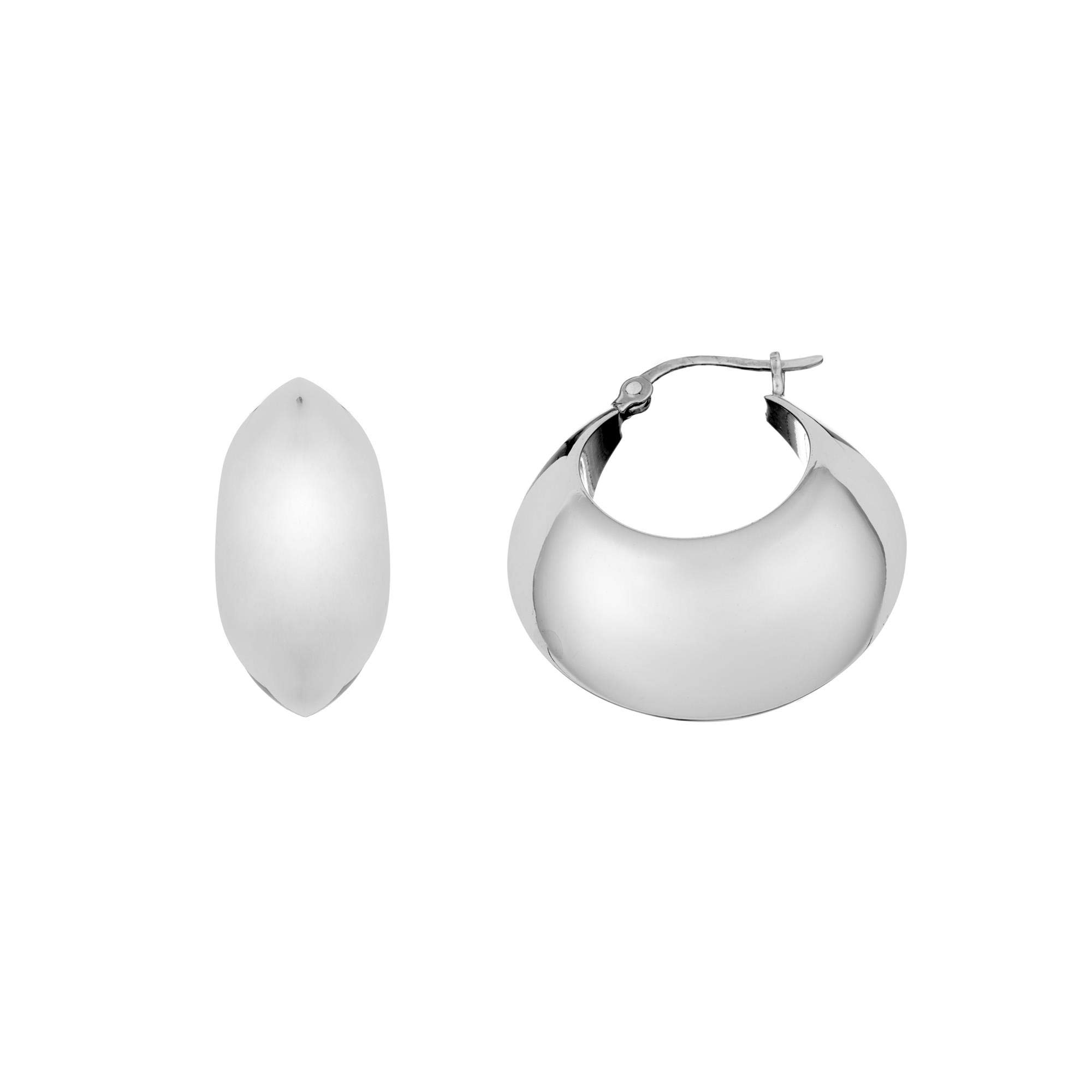 Silverly Aros Cúpula Cónica Plata 925 Cierre Pestillo | Diseño Media Luna Redondeada, Suave Regordeta | Aros Gruesos Curvos Plata de Ley Criolla Mujer 30mm | Joyería Minimalista Atrevida