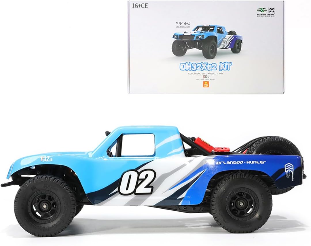 1/32 OH32X02 RC Racing Drift Car, 2.4G All Terrains Electric Straight Bridge Off-Road Short Truck, RC Rock Crawler Vehicle Model Gifts for Adults (KIT)