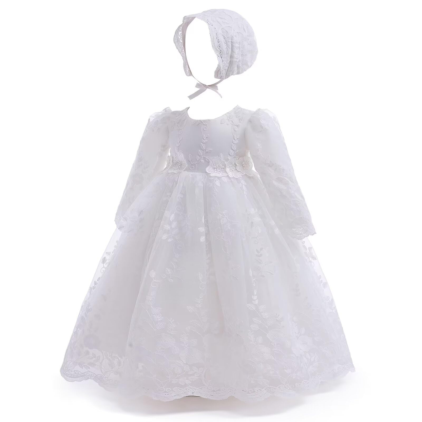 Baby Girl Taufkleid Lang Segenskleider Weiß Formale Brautkleider Besondere Anlässe Kleid für Neugeborene