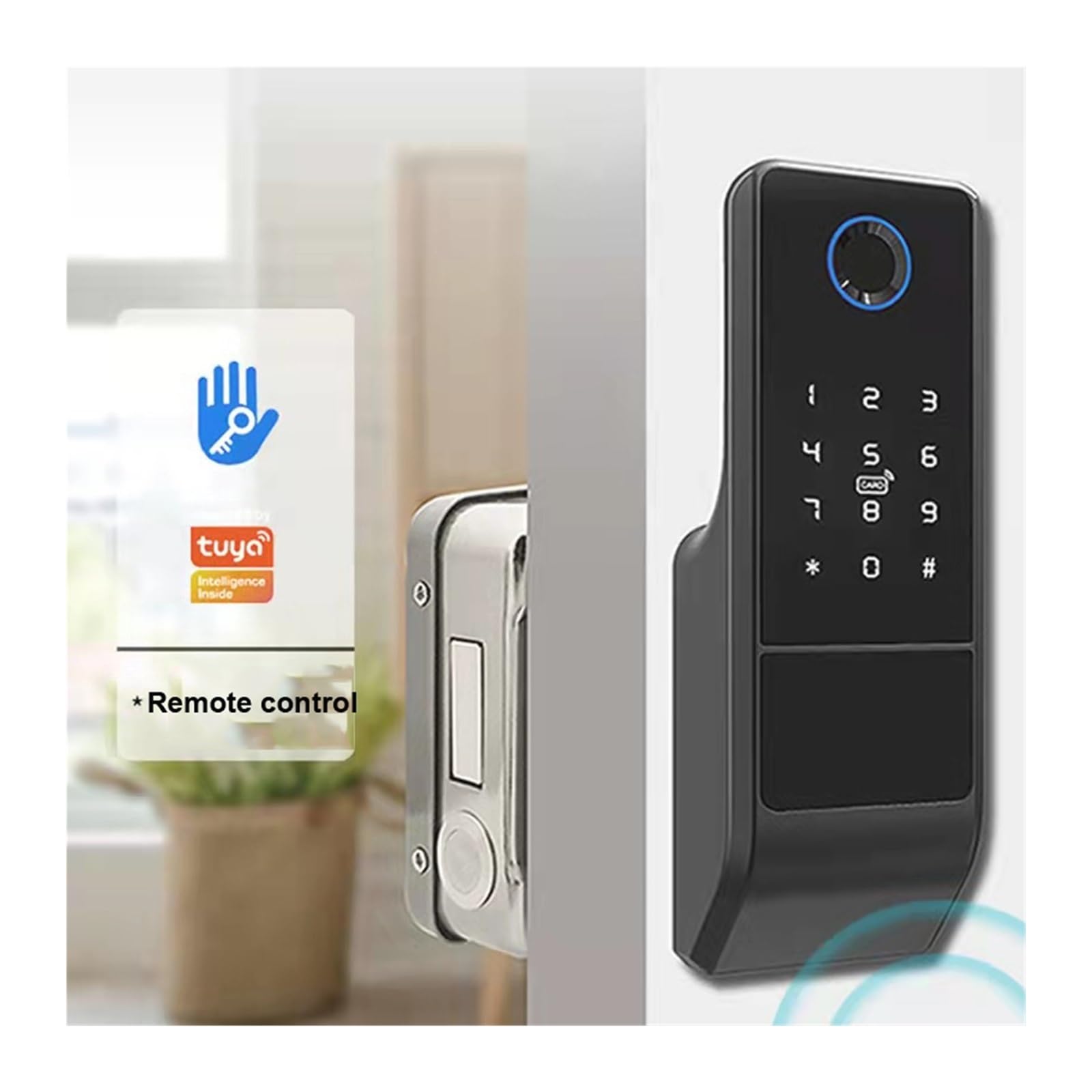 Smart lock, fingerprint lock. Waterproof Outdoor Fingerprint Smart Door Lock Bluetooth Remote Digital IC Card TTLock AppTuya Wifi Electronic Rim Lock For Home (Color : Double tuya)