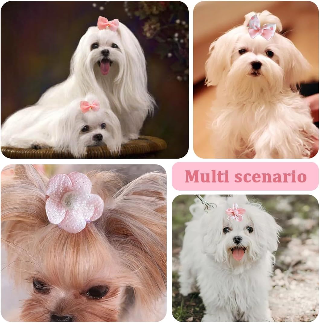 Dog Hair Accessories 10 Pieces Mixed Styles Roses Bows for Small Dogs Hair Grooming for Dog Hair Beauty for Hair 7