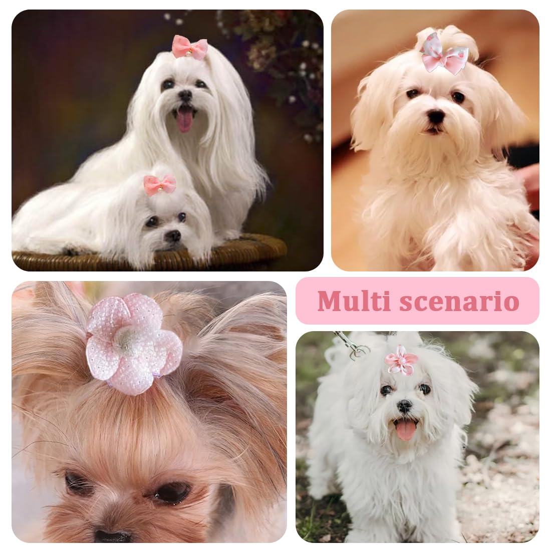 Accessori per cani pelo 10 Pezzi Stili Misti Rosa Fiocco Fermagli Capelli Piccoli Archi Mollette Toelettatura Bellezza