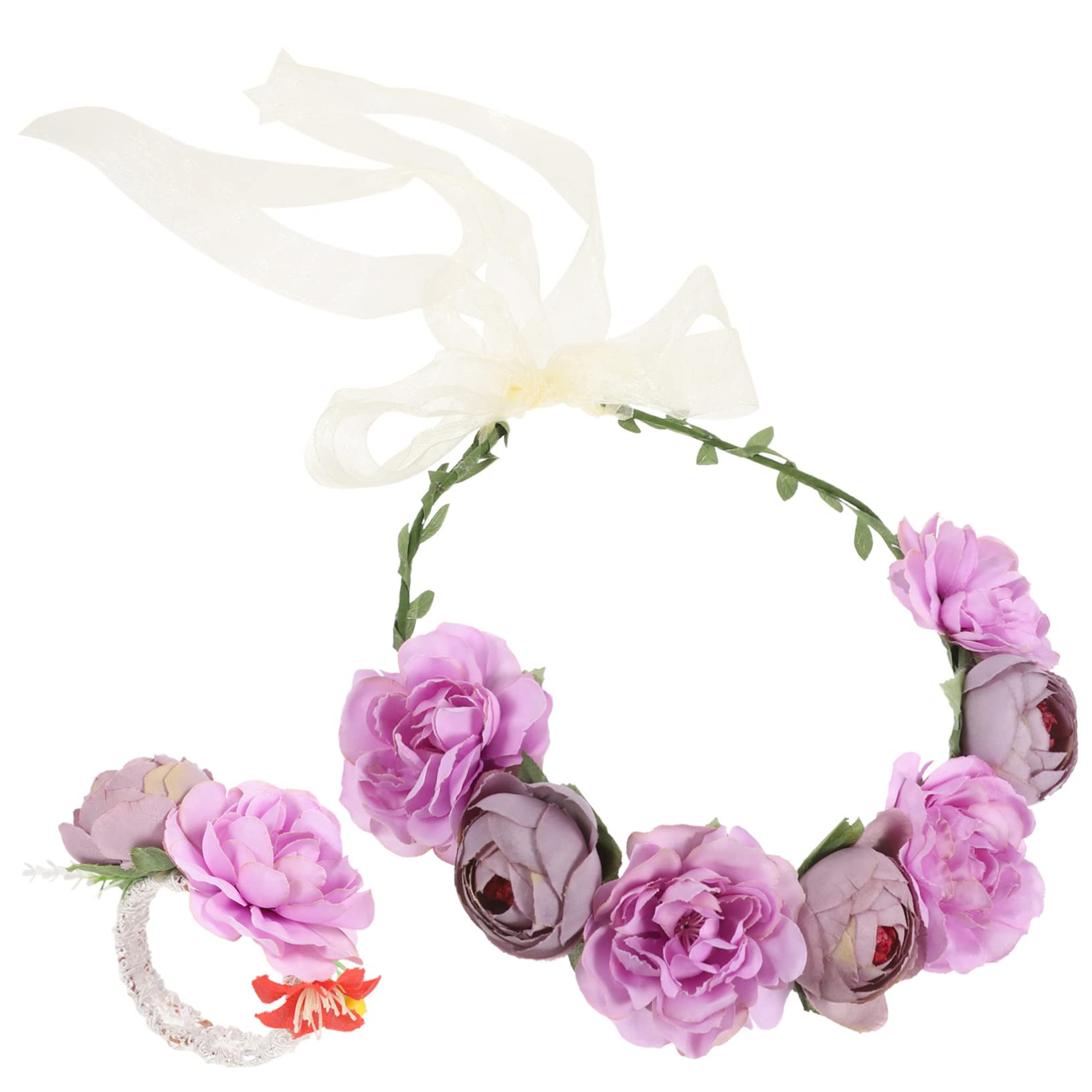 Didiseaon 4 Set fascia per ghirlanda fascia rosa ghirlanda floreale per accessori acconciature sposa accessori per acconciature sposa Tiara fiore del corpetto floreale tessuto