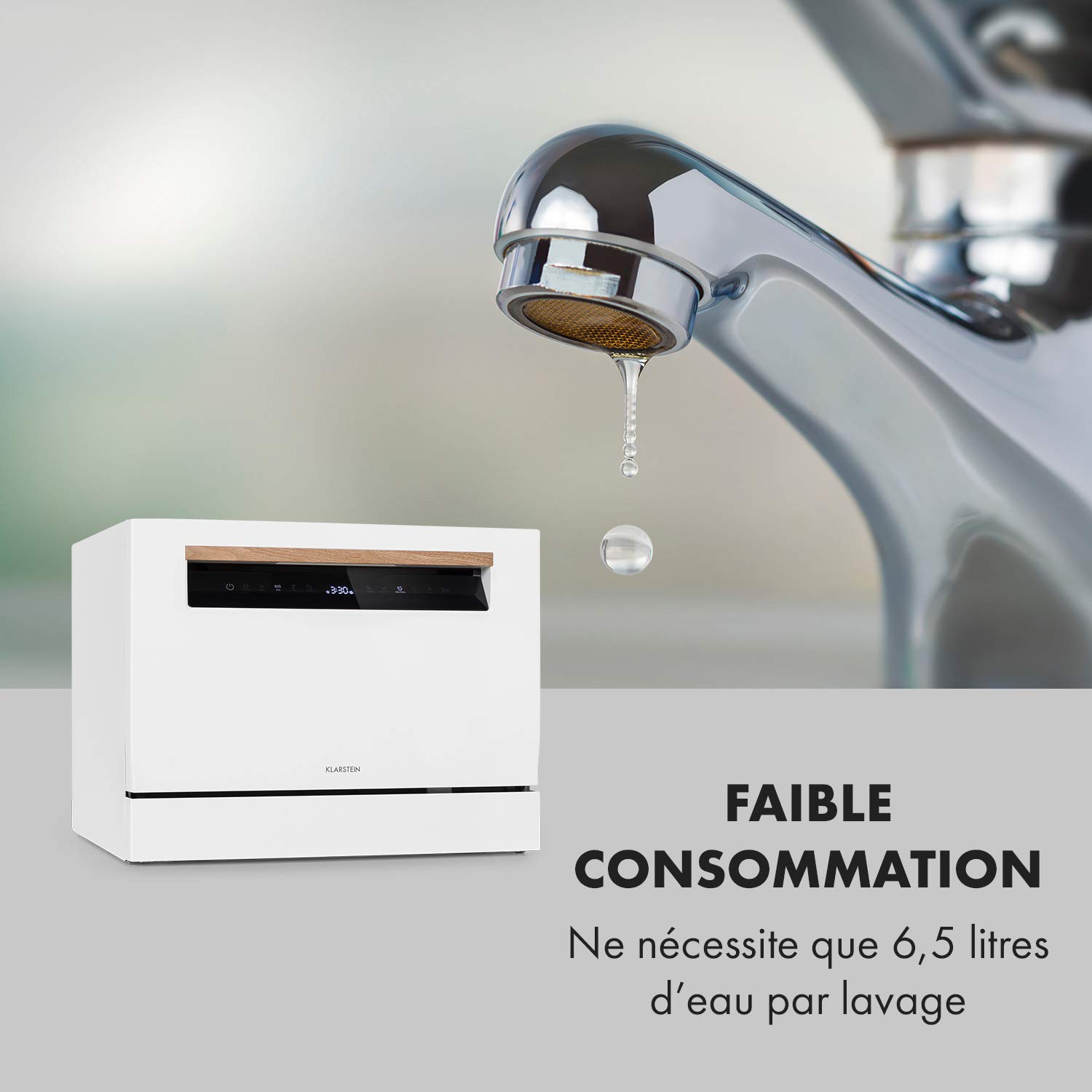 Klarstein Lagoona Mini lave-vaisselle autonome 1380W 6 couverts 7 programmes 49 dB noir
