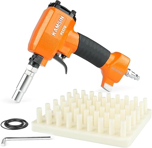 1170 Clavadora decorativa neumática con tabla de carga y 500 uñas decorativas de latón antiguo para tapicería, cubierta de cuero del sofá