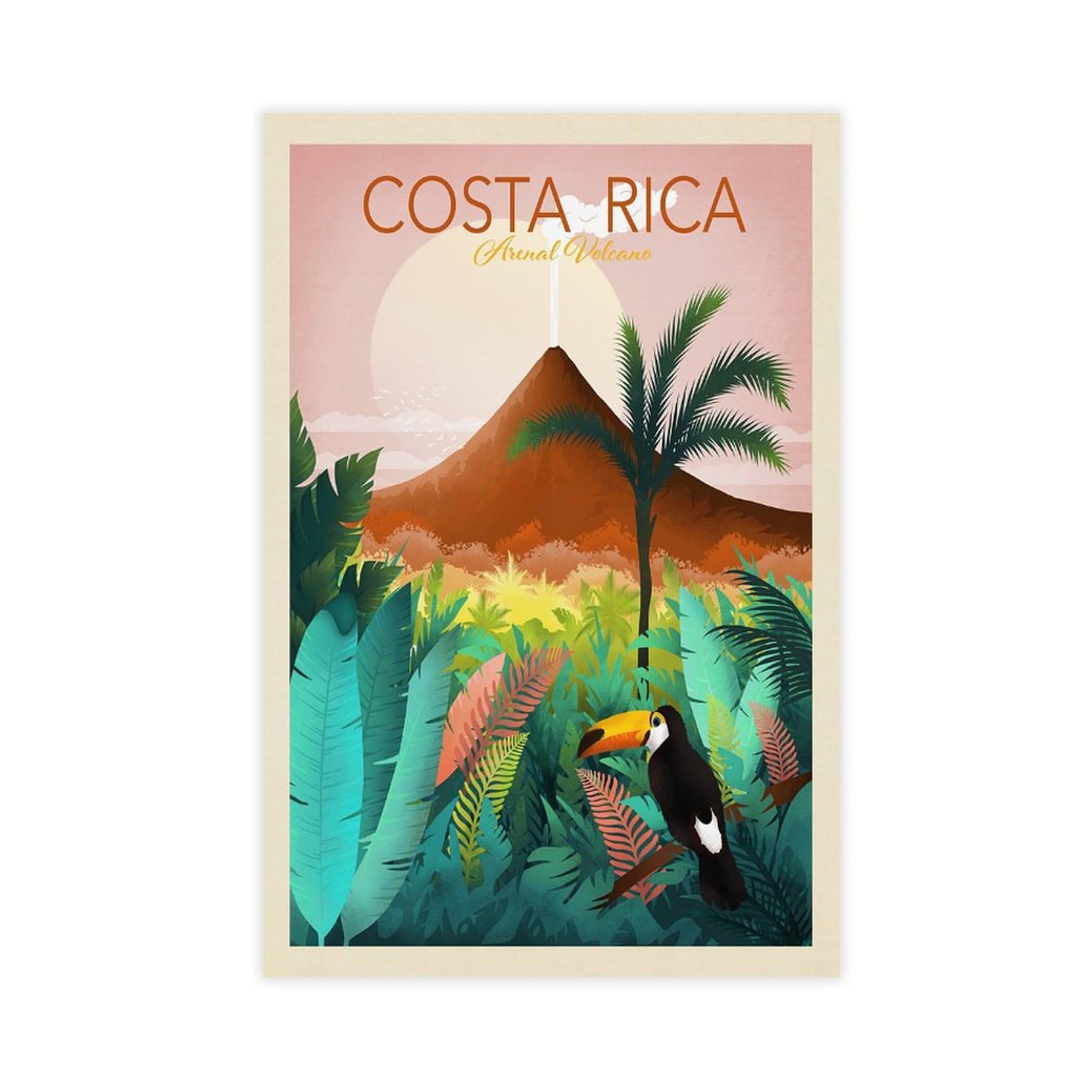 SUGADA Costa Rica Vintage Retro Travel Poster Canvas Poster Bedroom Decor Landscape Office Room Decor Gift Unframe:12x18inch(30x45cm)