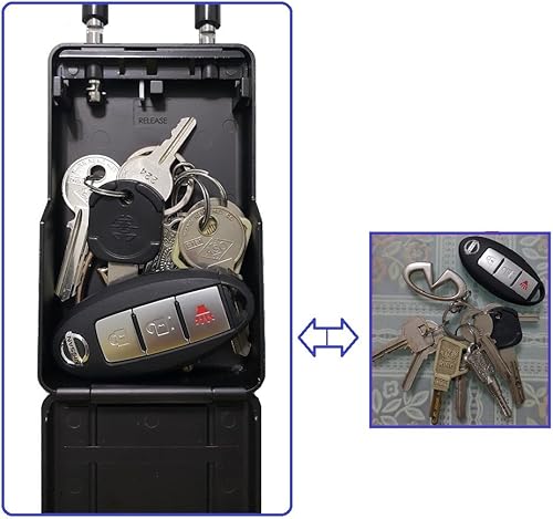 Miniatura 5 de Bosvision Caja de cerradura de llave, grillete desmontable, combinación de 4 dígitos, almacenamiento interno grande, caja de llaves