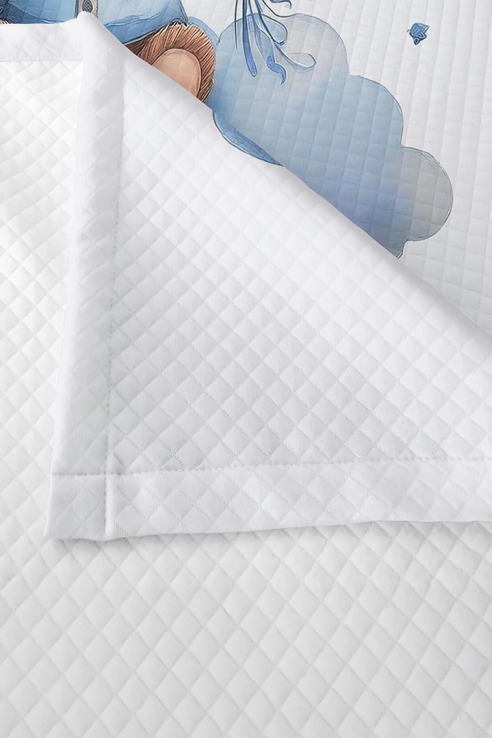 SODEF Bedding Set Twin Size Balloon and Bear Pattern Blue Kids and Teens Room Quilt Set Lightweight Breathable Cotton Polyester Blend 2 Piece - Multicolor, One Size