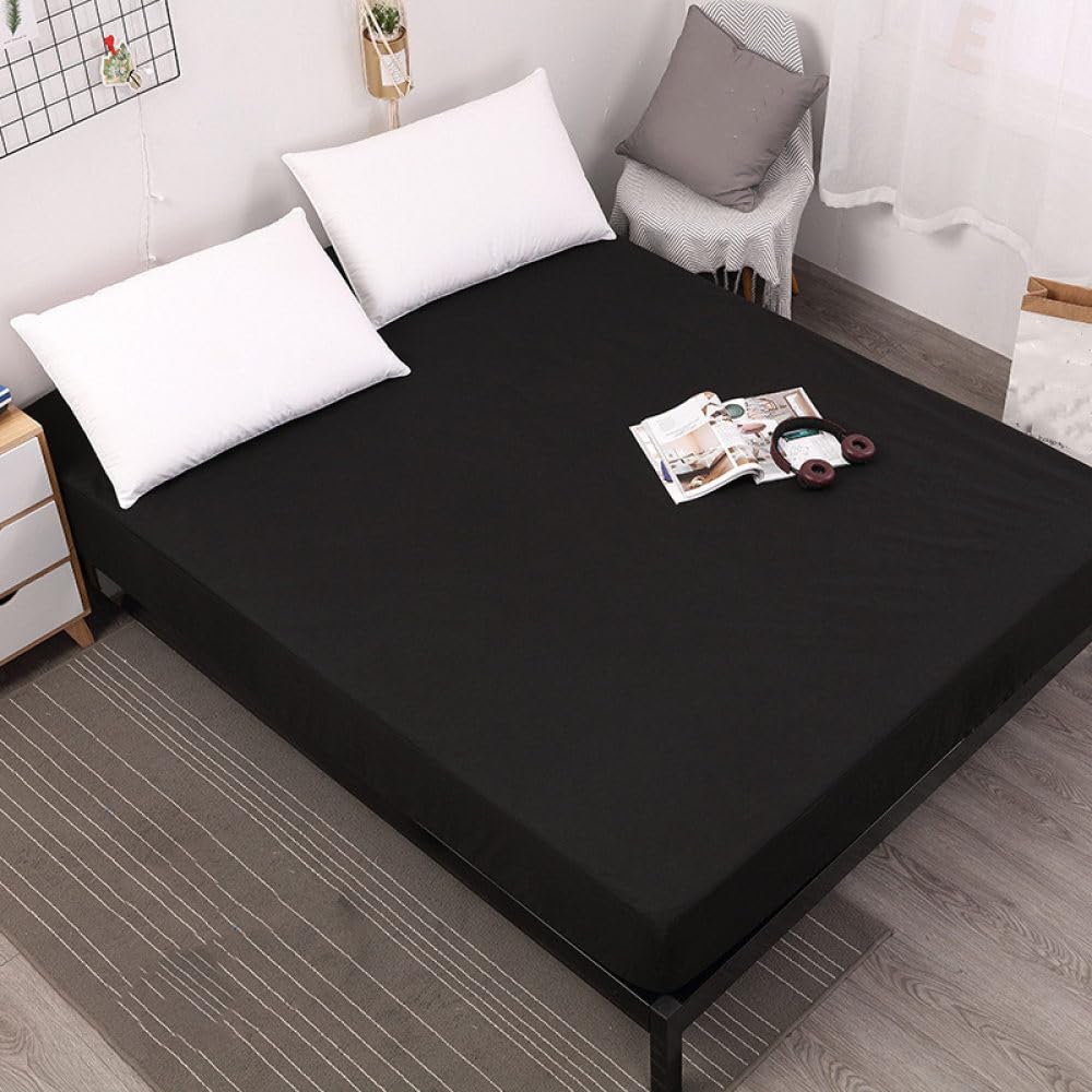 Sábana Bajera Impermeable, Funda de colchón Suave y Transpirable, Gris Queen/King/Twin/Full, Negro, Queen 60X80X18in