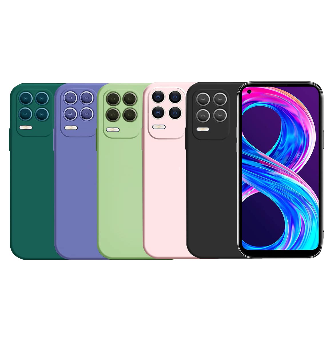Topme Cover per Realme 8 5G / Realme Narzo 30 5G (6.5 Inches) Custodia Case, Protezione Della Pelle Della Custodia in Silicone Tpu - Verde scuro