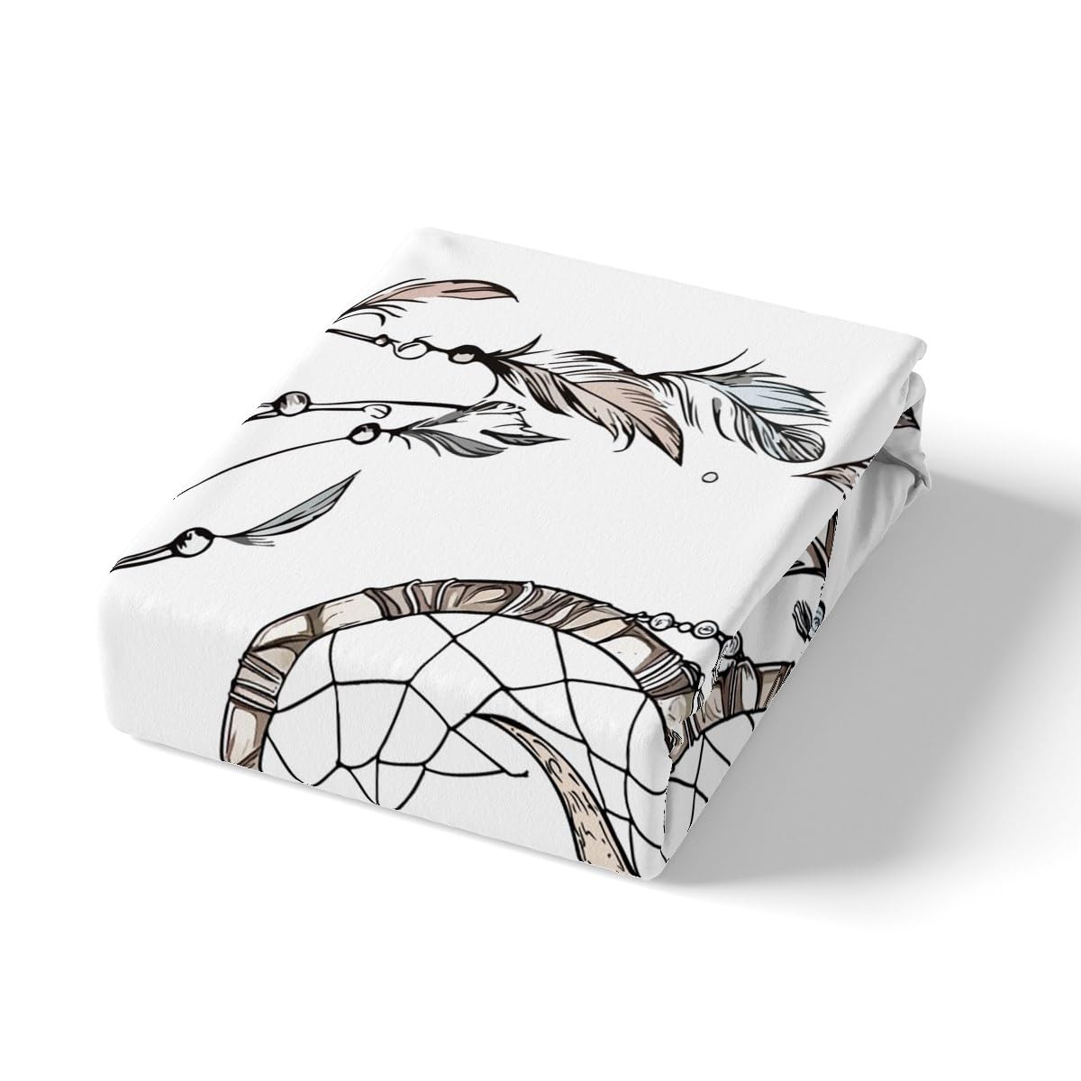 King Dreamcatcher poszewka na kołdrę dla dzieci, chłopców, dziewcząt, zestaw pościeli boho łapacz snów, zestawy łóżek z piórami w stylu boho, plemienna poszewka na kołdrę z 2 poszewkami na poduszki,