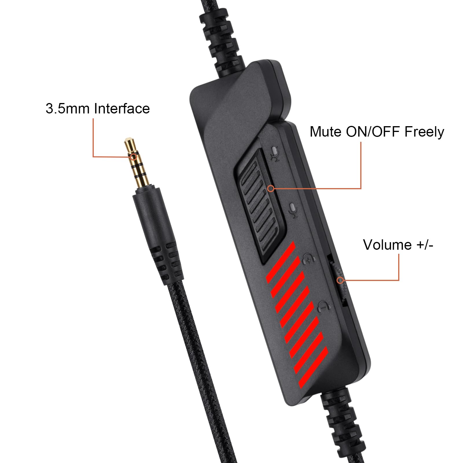 Auriculares estéreo con cable para juegos para PS4, PS5, nuevo controlador Xbox One, PSP, PC, laptop, tablet, auriculares sobre la oreja con puerto de 3.5 mm con micrófono, envolvente de