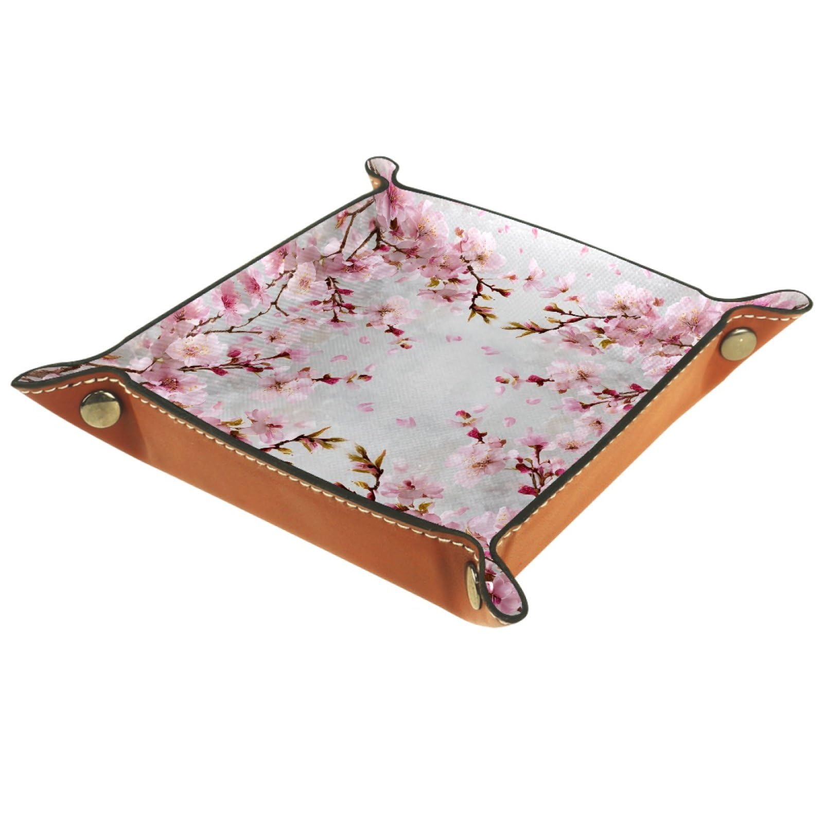 VAPOKF Cherry Blossom Dice Trays Quadrilateral Dice Folding Tray Microfiber Leather Holder for Table Games RPG DND, 20.5 × 20.5 cm