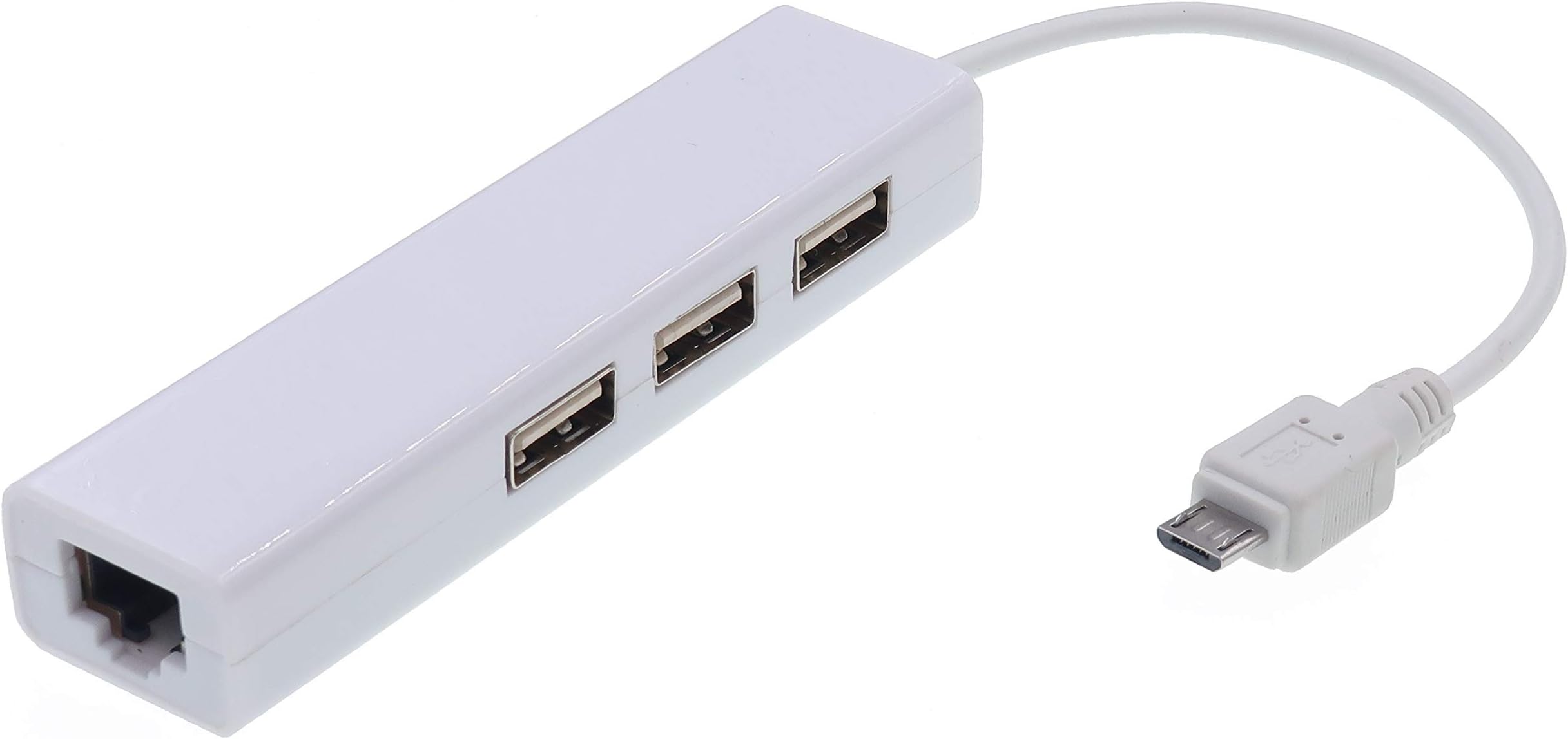 DigitCont 2nd Generation Micro USB LAN Ethernet RJ45 Adapter with 3 USB Ports, Compatible with Fire Stick, Roku Streaming Stick and Chrome Stick, Bundled with 6ft Power Cable