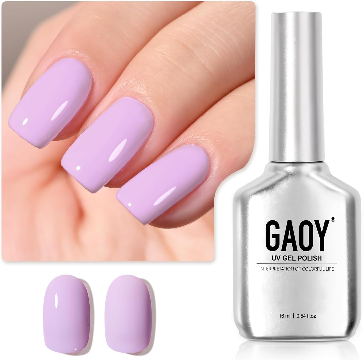 GAOY Pastel Gel Nail Polish, 16ml Soak Off UV Light Cure Gel Polish for Spring Summer Soft Candy Nail Art DIY, Macaron 1648 Light Purple