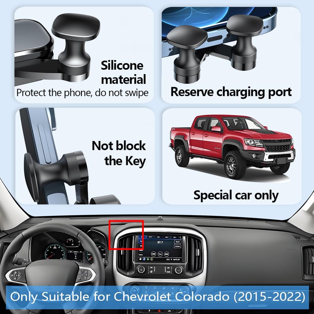 Car Phone Holder Mount for Chevy Chevrolet Colorado 2015-2022，GMC Canyon 2015-2022 【8 inch Screen，Not Fit 7" & 4.2" Screen】 Auto Accessories Interior Decoration Mobile Cell Smartphone Bracket