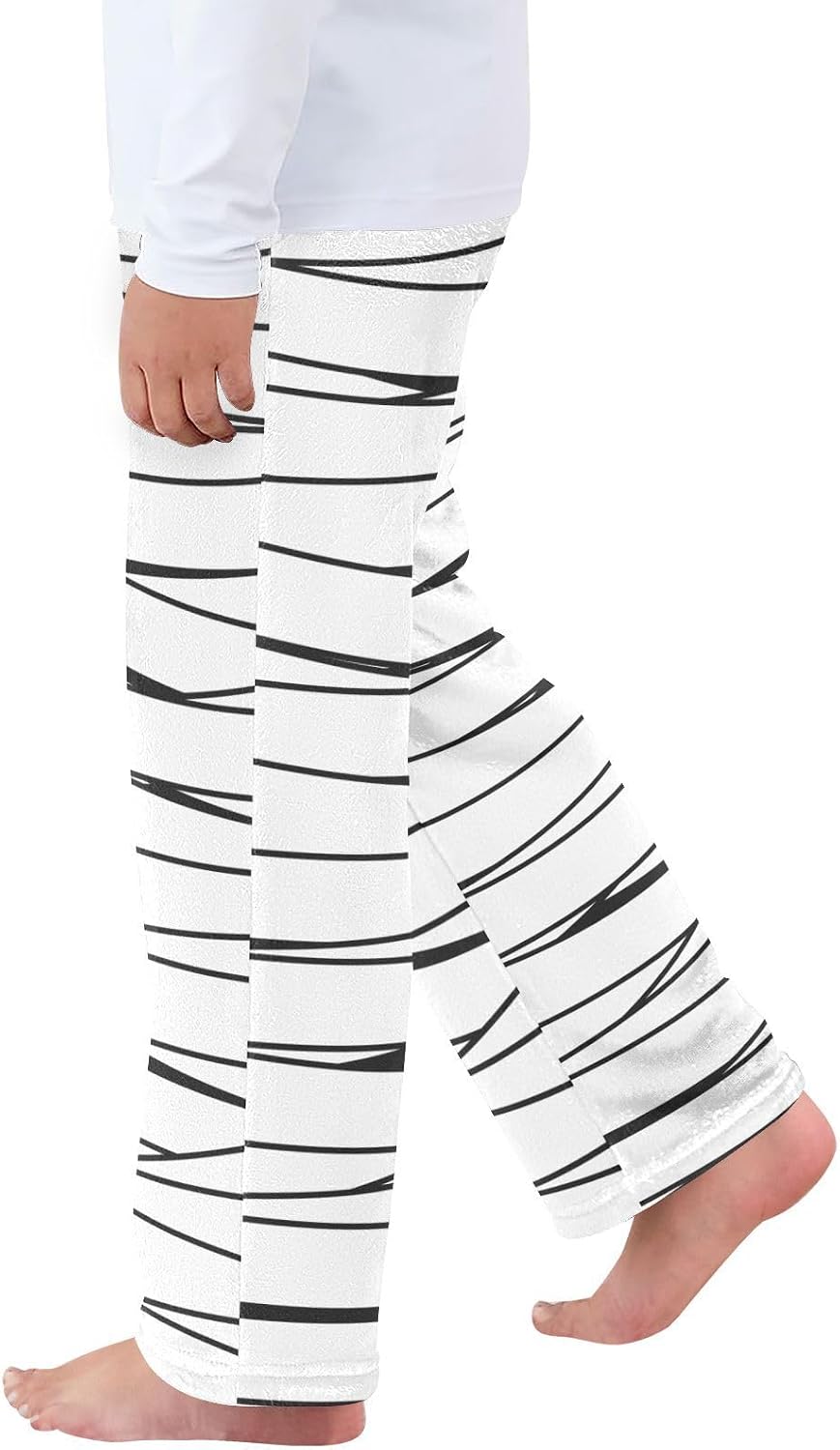 visesunny Mummy Bandage Line Pattern Boys Pants for Kids Fleece Bottoms Long Jogger Pants Trousers with Pockets Size 6-14Y