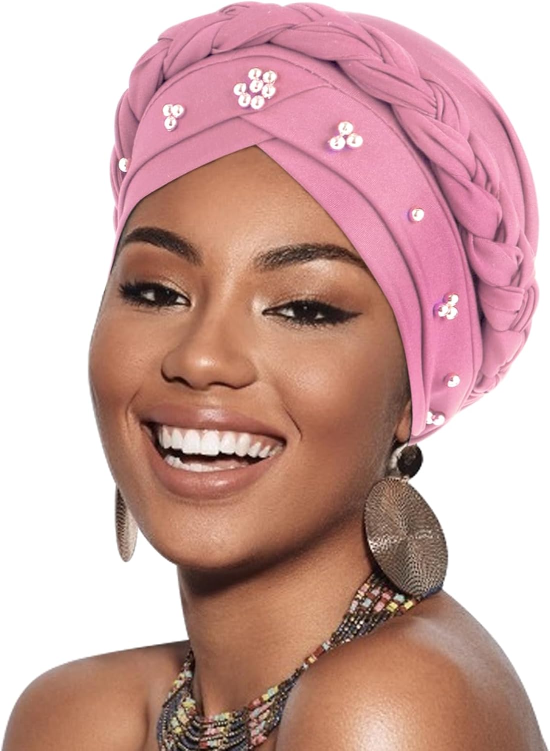 African Women Turban Caps Pre-Tied Twisted Turbans Head Scarf for Women Hair Wraps Cover Beanie Cancer Chemo Headwear