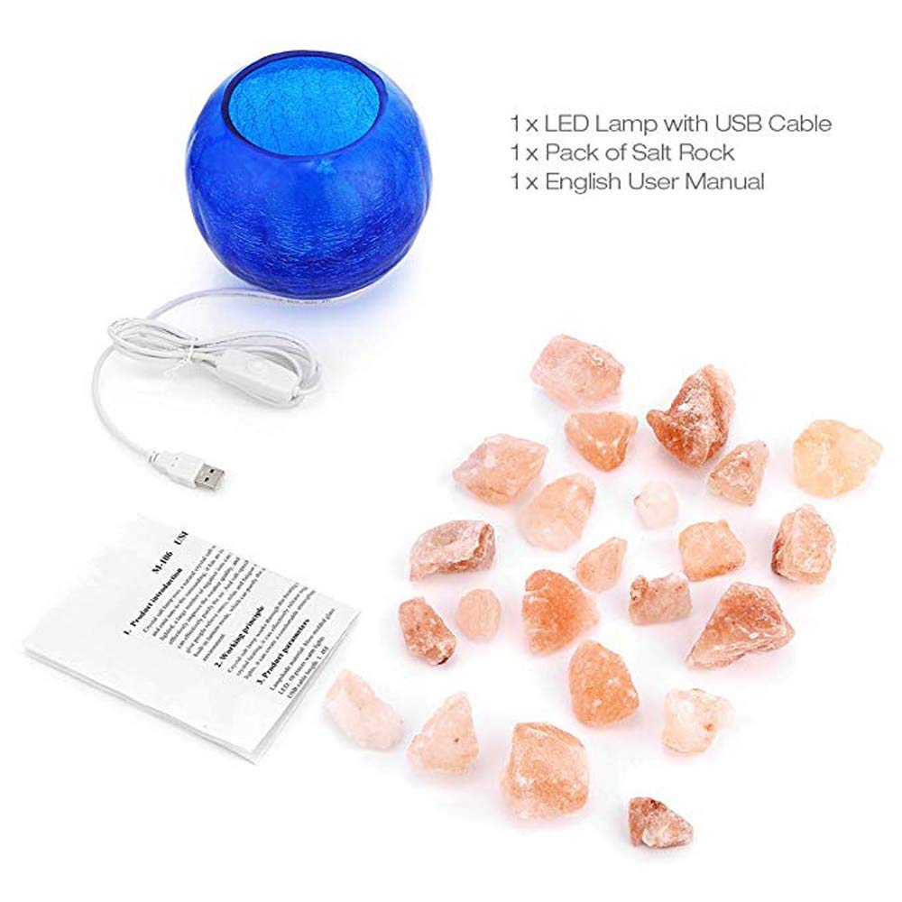 LÁMPARA de Sal de Crystal Rock, lámpara de Sal de Himalaya Rosa Natural, con regulador de Intensidad y Botella de Vidrio para purificación de Aire, iluminación y decoración
