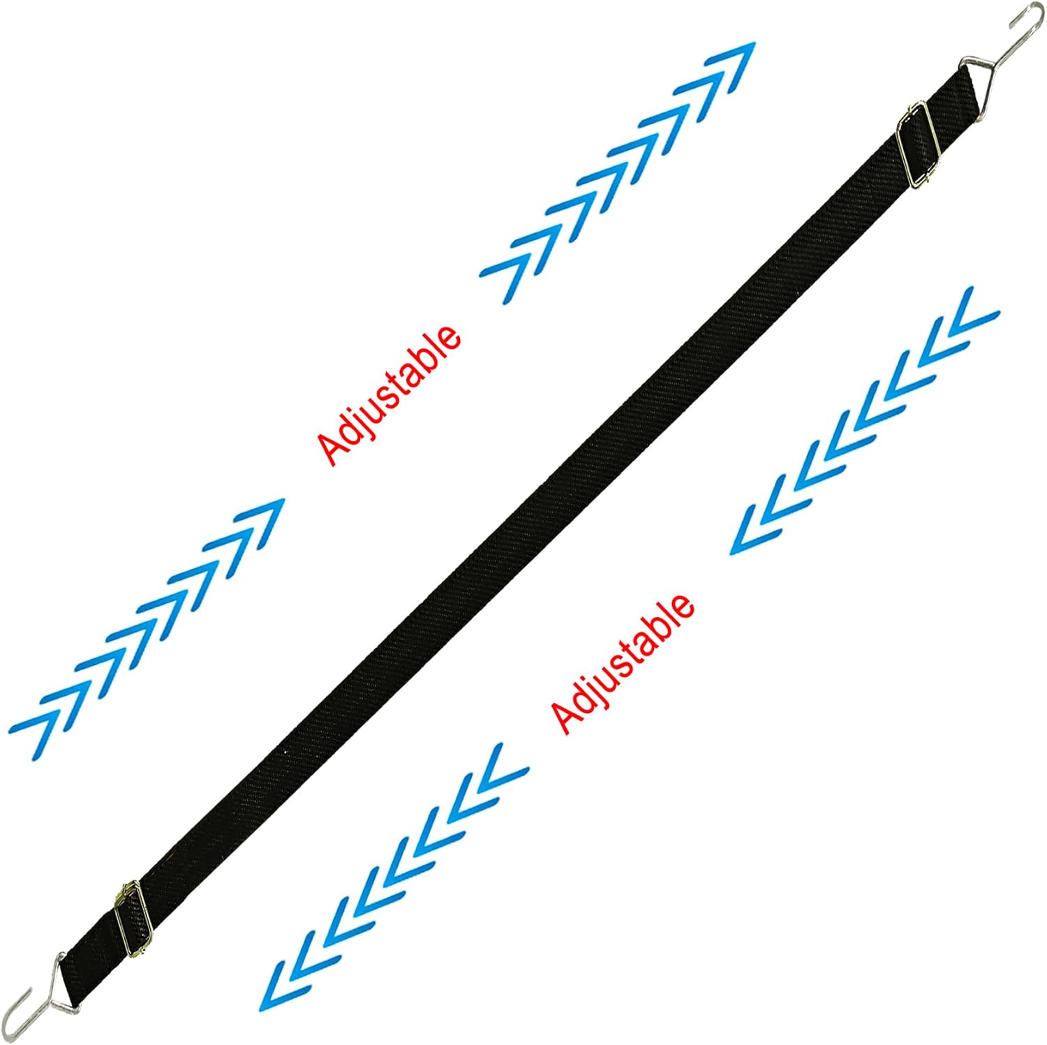 Flat Bungee Cords with Hooks 48 inch Adjustable, 4-Piece Black Color, 4.8MM Stainless Steel Hook,Heavy Duty for Transport Goods Bundling. (Black, 48 Inch X 4 Pic)